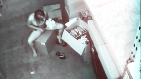 Stock room whore masturbating