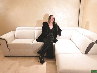 Handjob Mistress Submits Slave Stockings Smelling Foot Sniffing Foot Worship FemDom French Kiss