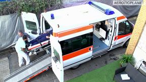 German - Hard sex in ambulance car