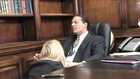 Blonde lawyer sucks her boss&#039;s cock