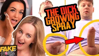 Micro penis guy grows 8 inches with dick spray and fucks two college babes