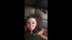 Hot gamer lady deep throats step daddy's small dick while playing movie games. Until he gets carried away