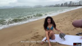 Babe Can I Cum On Your Tits? - Public Cock Flashing On The Beach